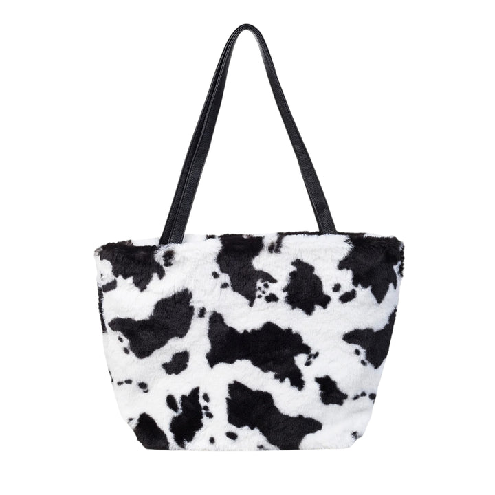 Park Lane Faux Fur Shopper Bag Cow Print Black
