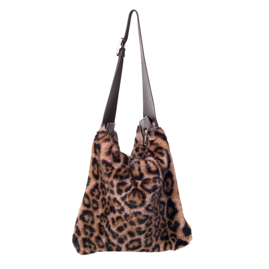 Park Lane Faux Fur Slouch Bag Leopard Print
