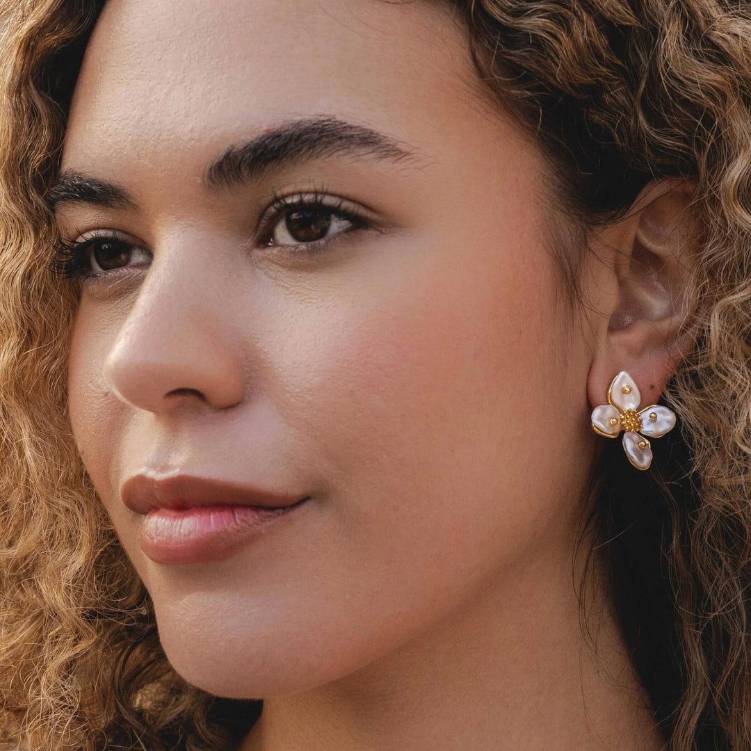 Park Lane Gold Plated Pearl Flower Earring