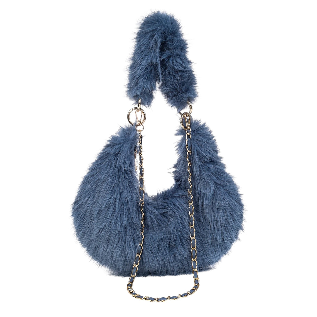 Park Lane Faux Fur Half Moon Shoulder Bag China Blue