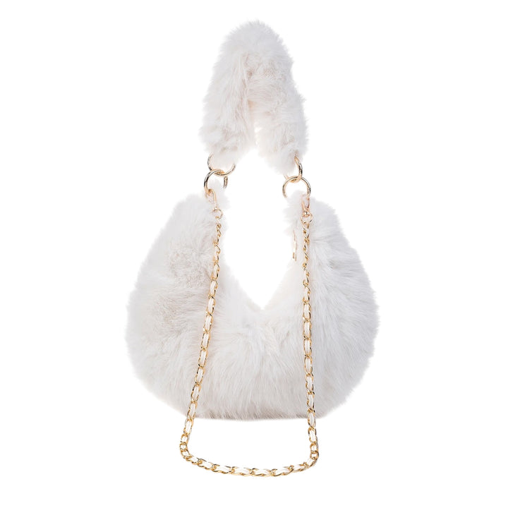 Park Lane Faux Fur Half Moon Shoulder Bag Whipped Cream