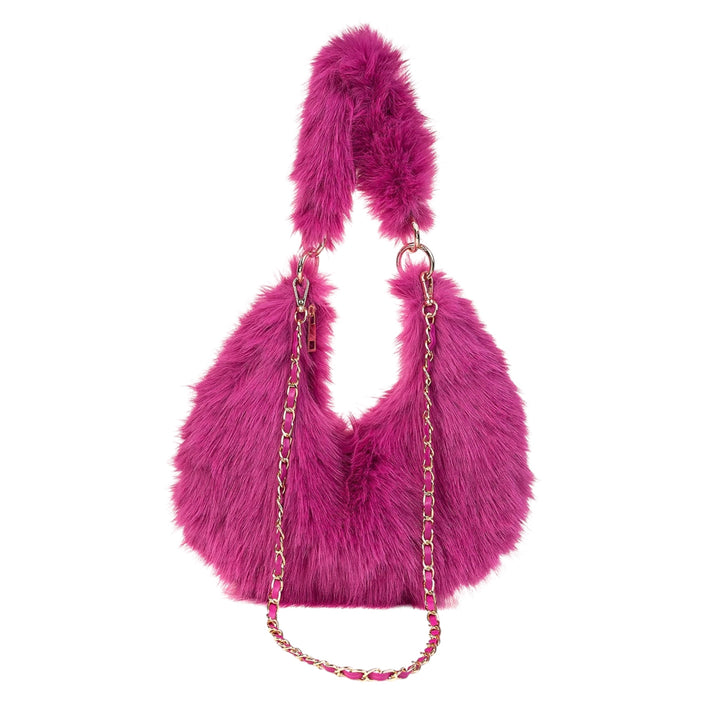 Park Lane Faux Fur Half Moon Shoulder Bag Wild Orchid