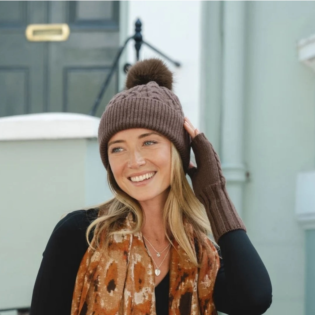 Park Lane Pompom Hat Cocoa