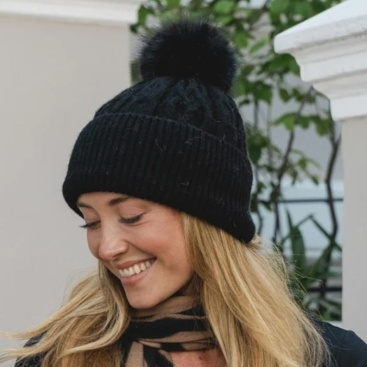 Park Lane Pompom Hat Ebony