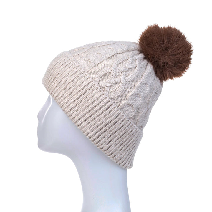 Park Lane Pompom Hat Linen/Mocha