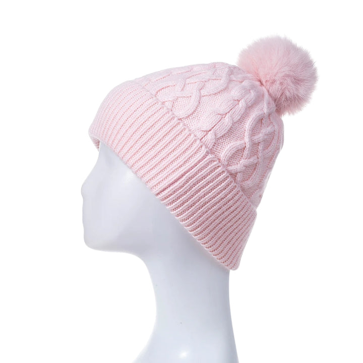 Park Lane Pompom Hat Marshmallow