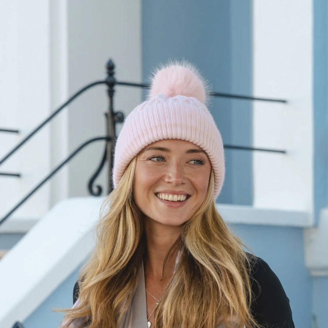 Park Lane Pompom Hat Marshmallow