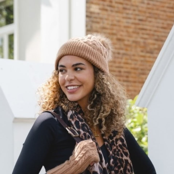 Park Lane Pompom Hat Mocha Mousse
