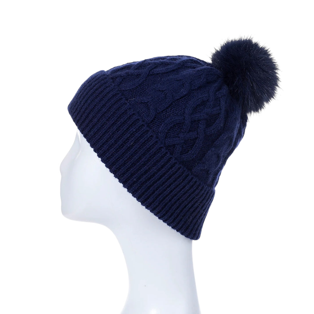 Park Lane Pompom Hat Navy