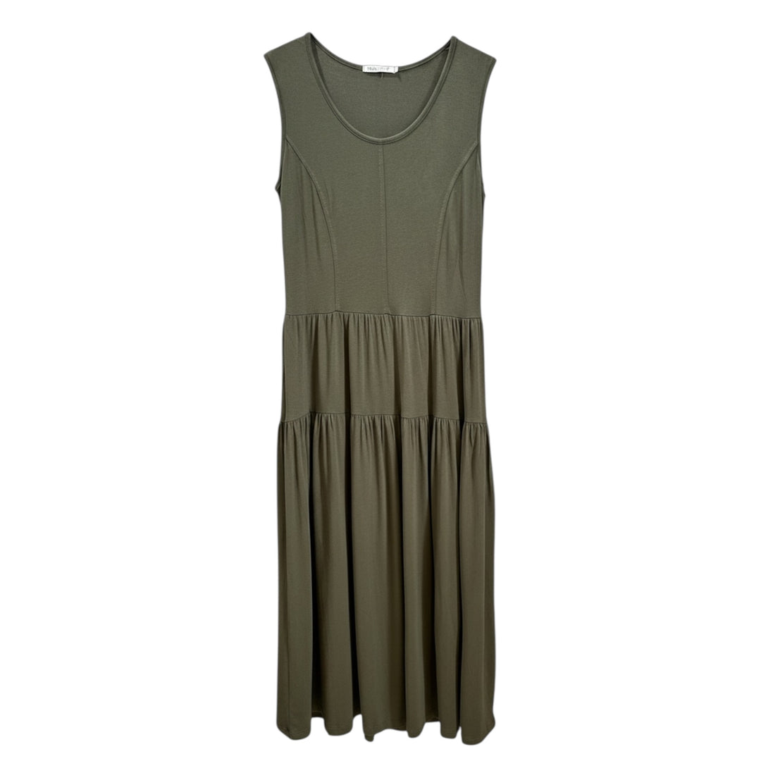 Maloka Luisiane Stretch Tiered Dress Khaki