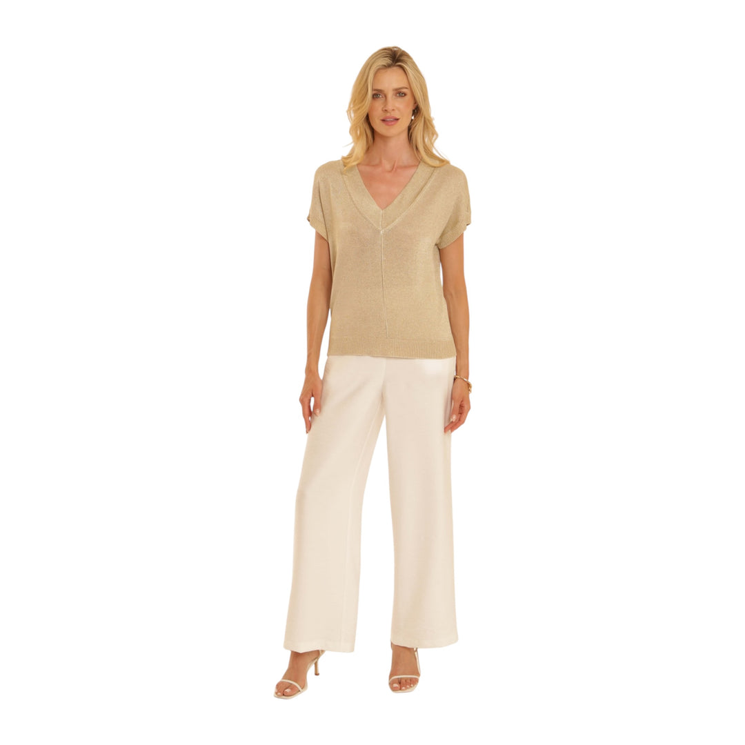 Pomodoro Lurex V Neck Jumper Gold