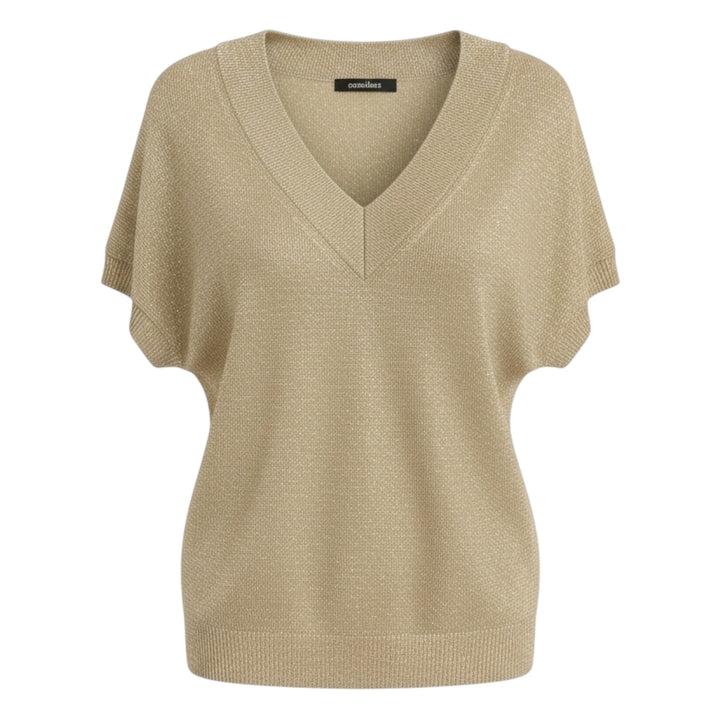 Pomodoro Lurex V Neck Jumper Gold
