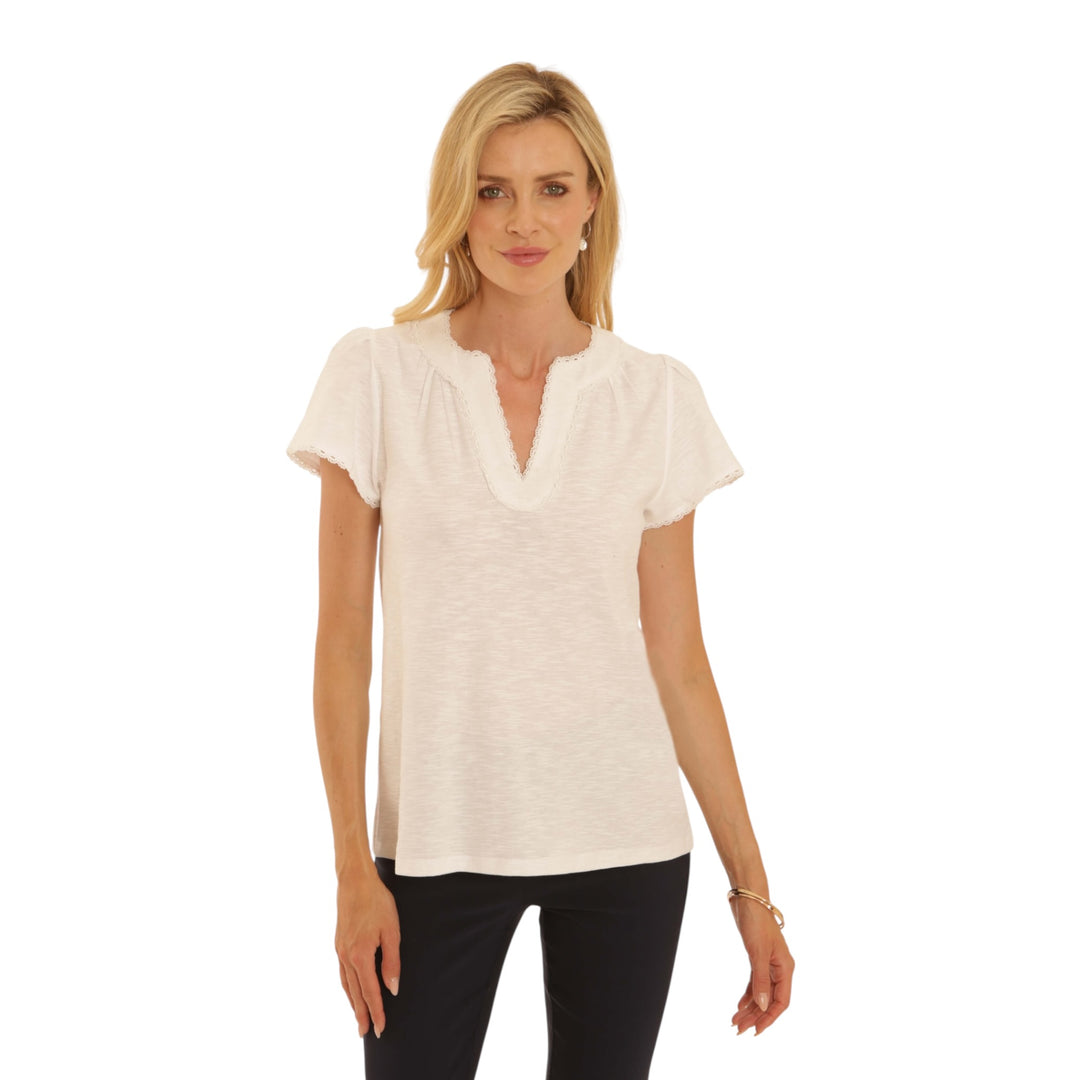 Pomodoro Notch Neck T-Shirt White
