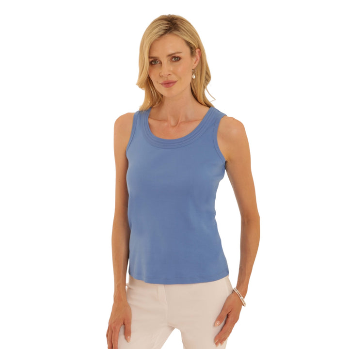 Pomodoro Rib Vest Top Mid Blue