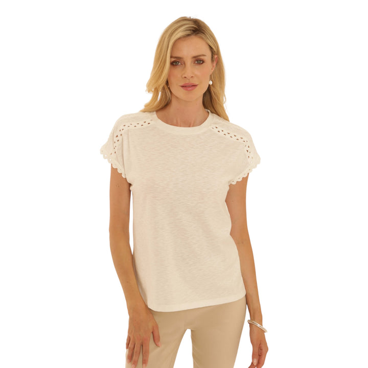 Pomodoro Ric Rac Trim T-Shirt Cream