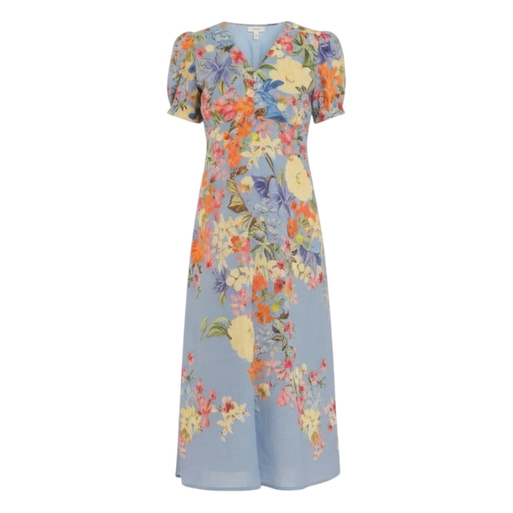 Pomodoro Tropical Flower Tea Dress Mid Blue
