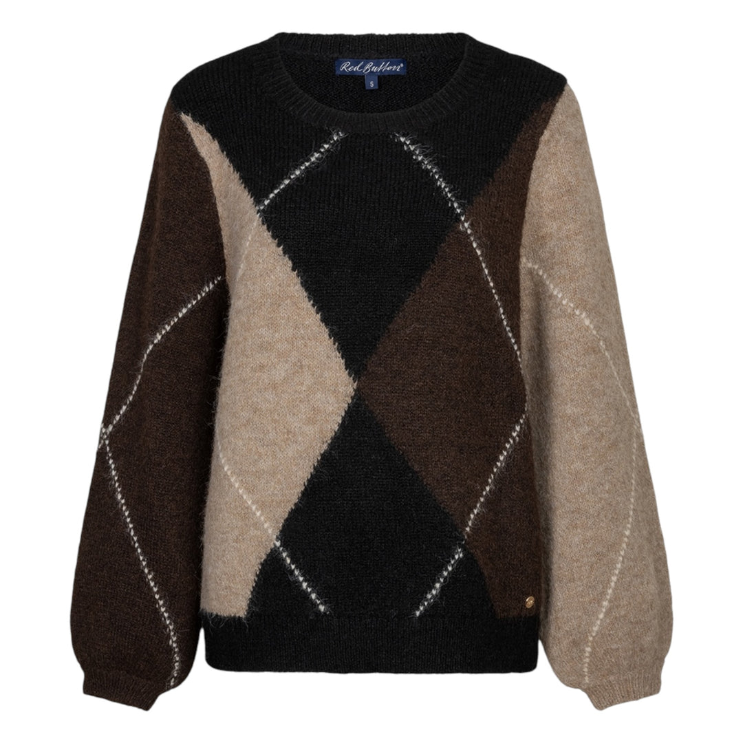 Red Button Argyle Sweater Espresso