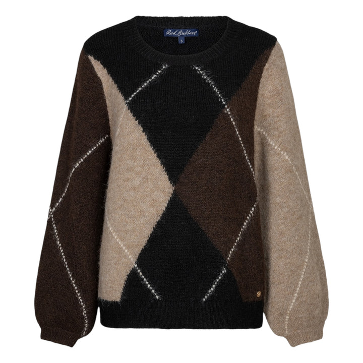 Red Button Argyle Sweater Espresso
