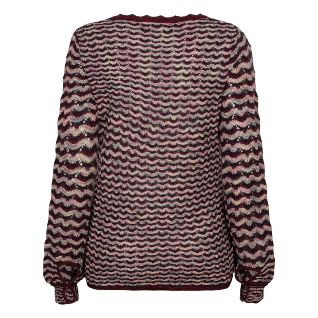 Red Button Fanny Boho Sweater Dark Berry