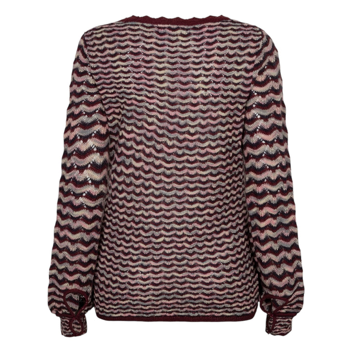 Red Button Fanny Boho Sweater Dark Berry