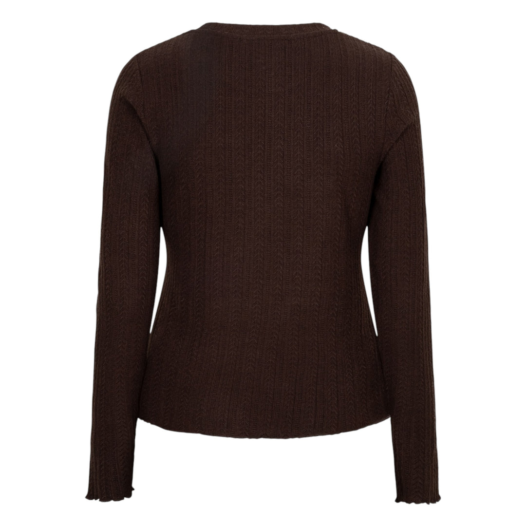 Red Button Fine Knit Top Espresso