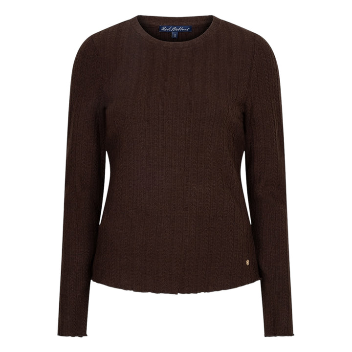 Red Button Fine Knit Top Espresso