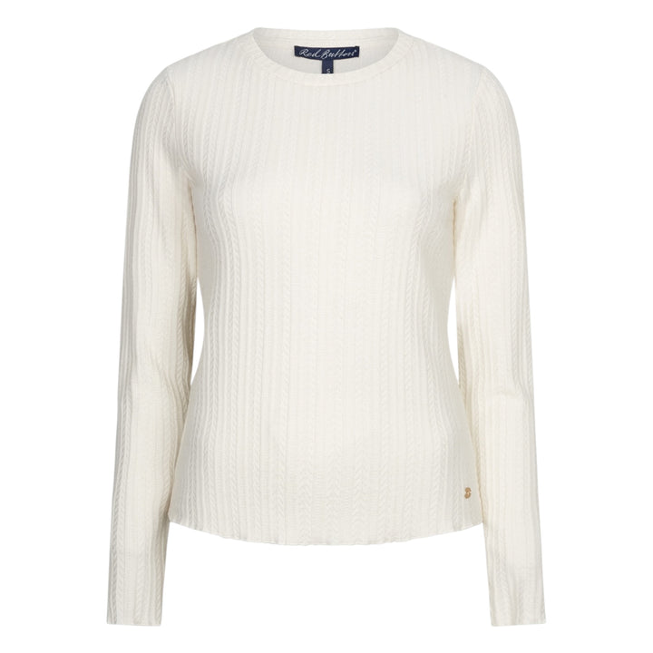 Red Button Fine Knit Top Off-White