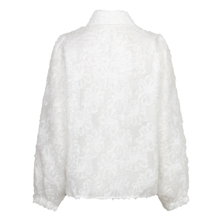 Red Button Fringes Blouse Off-White