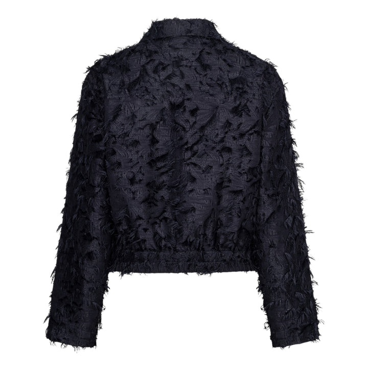 Red Button Fringes Bomber Jacket Navy