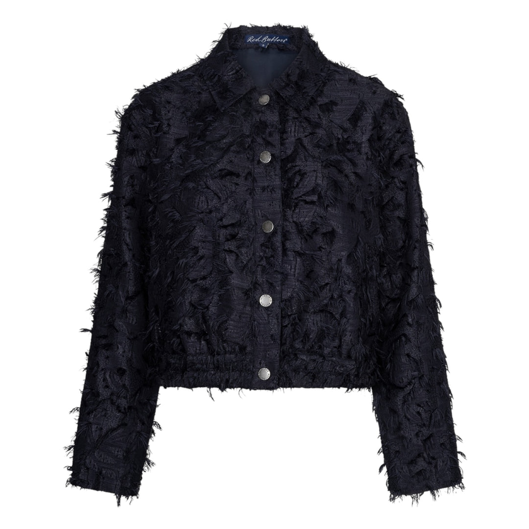 Red Button Fringes Bomber Jacket Navy