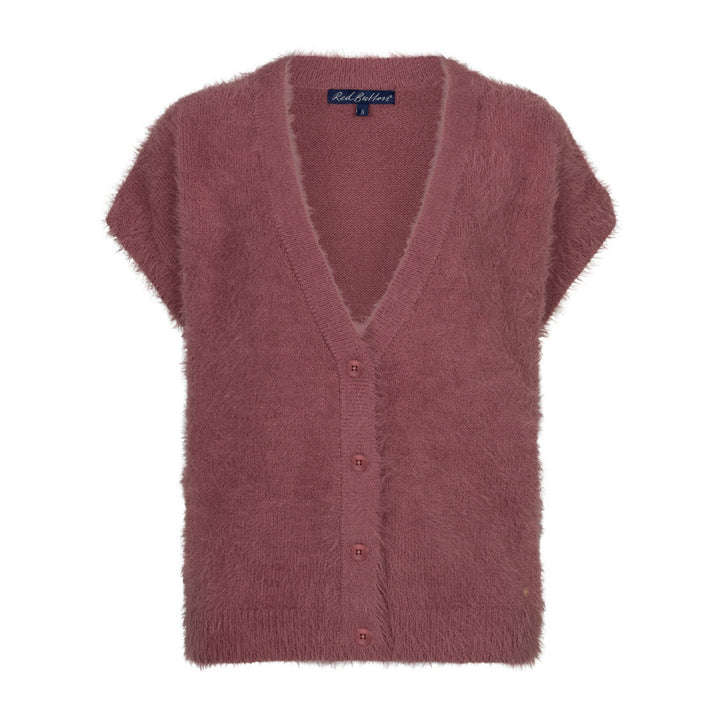 Red Button Sleeveless Fuzzy Vest Mauve