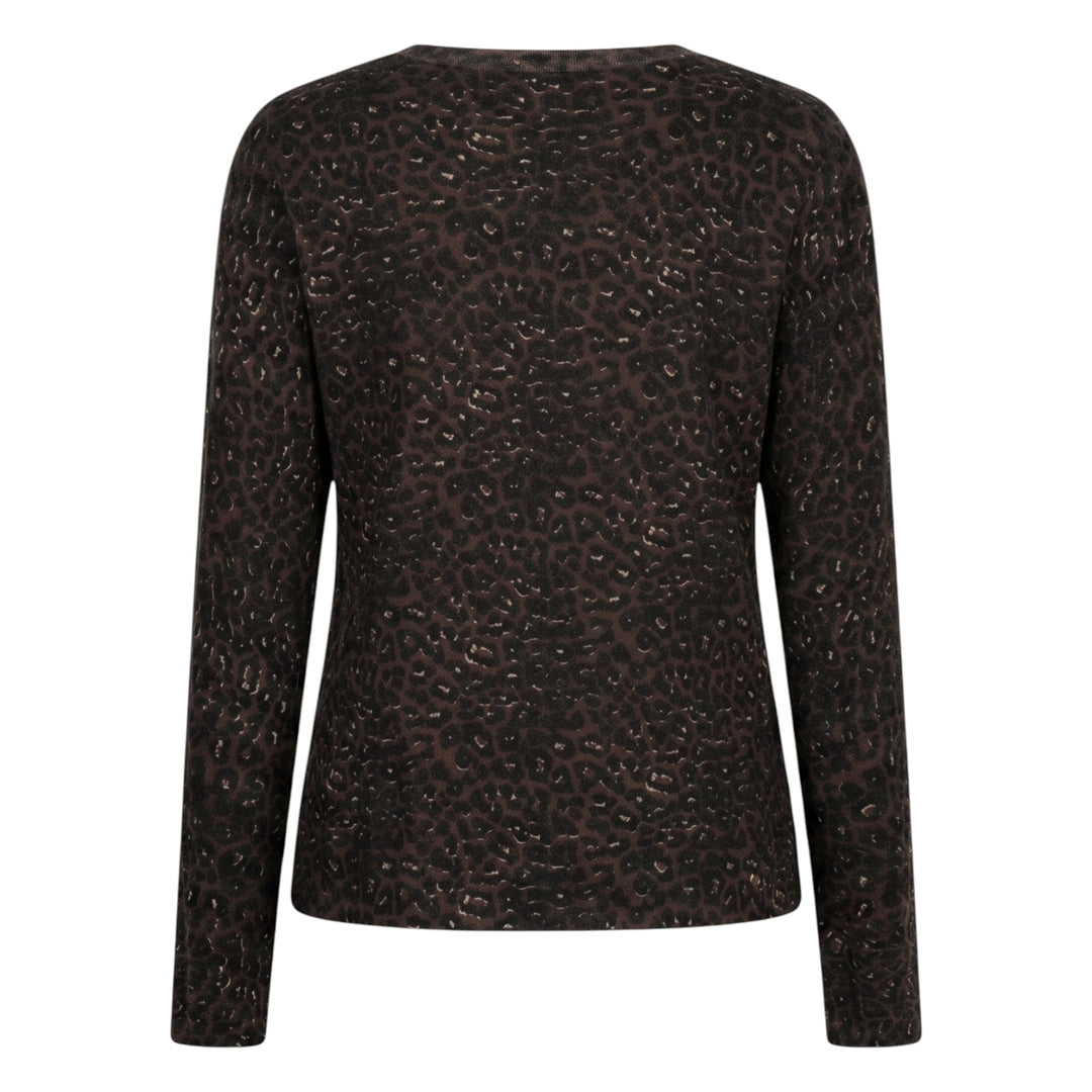 Red Button Sweet Animal Print Top Coffee