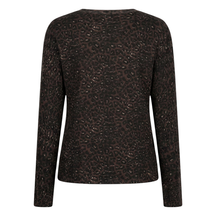 Red Button Sweet Animal Print Top Coffee