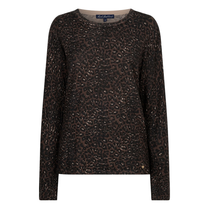 Red Button Sweet Animal Print Top Coffee