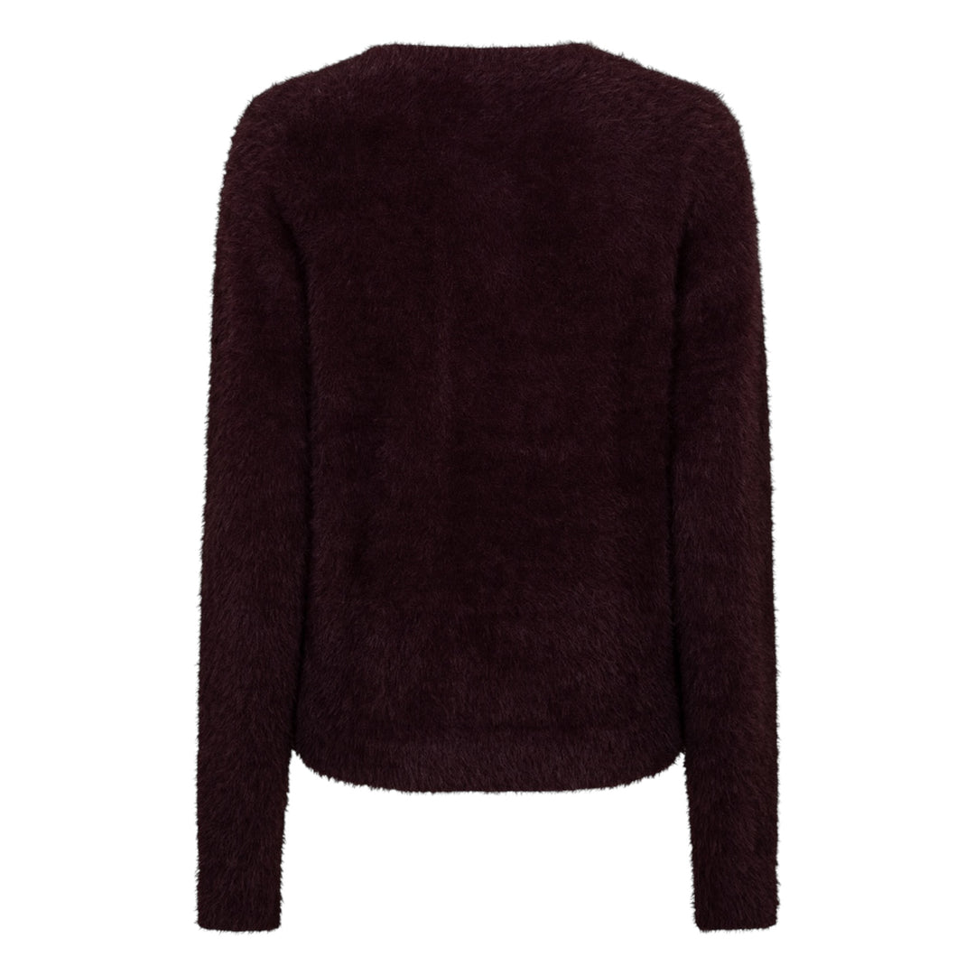 Red Button Sweet Fuzzy Sweater Burgundy