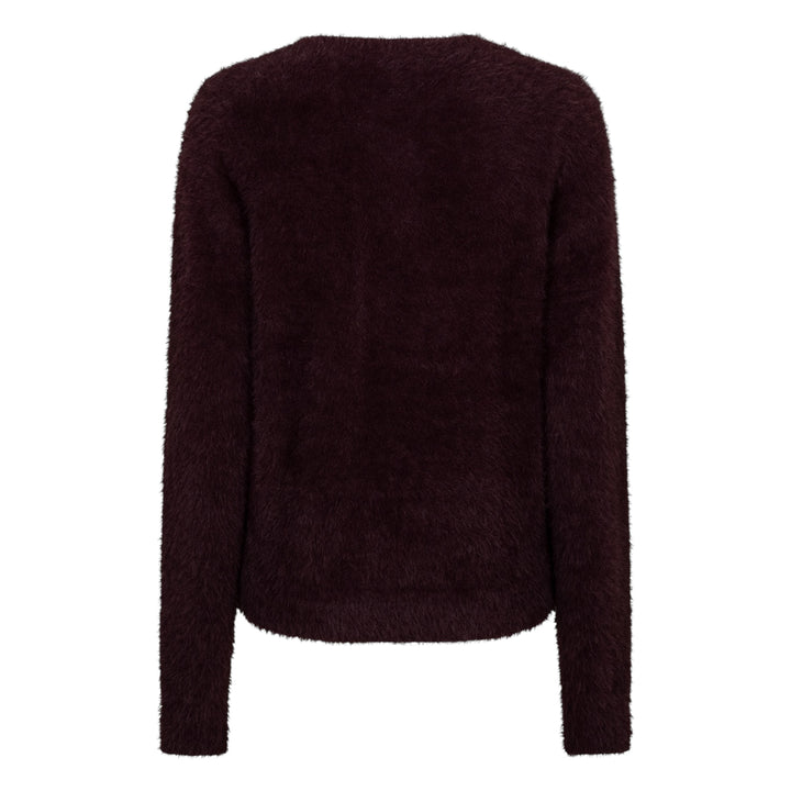Red Button Sweet Fuzzy Sweater Burgundy