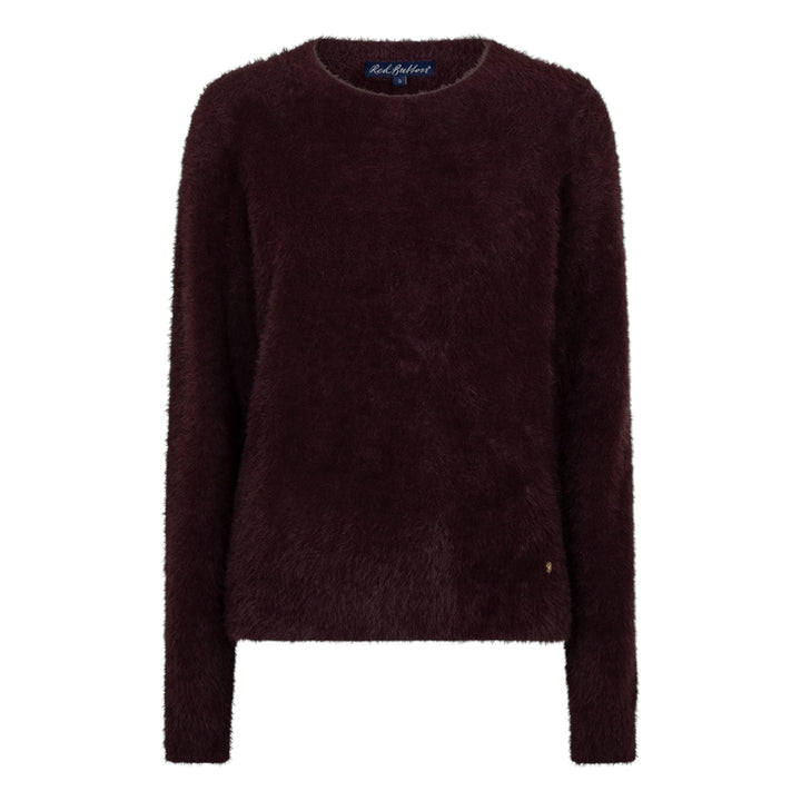 Red Button Sweet Fuzzy Sweater Burgundy