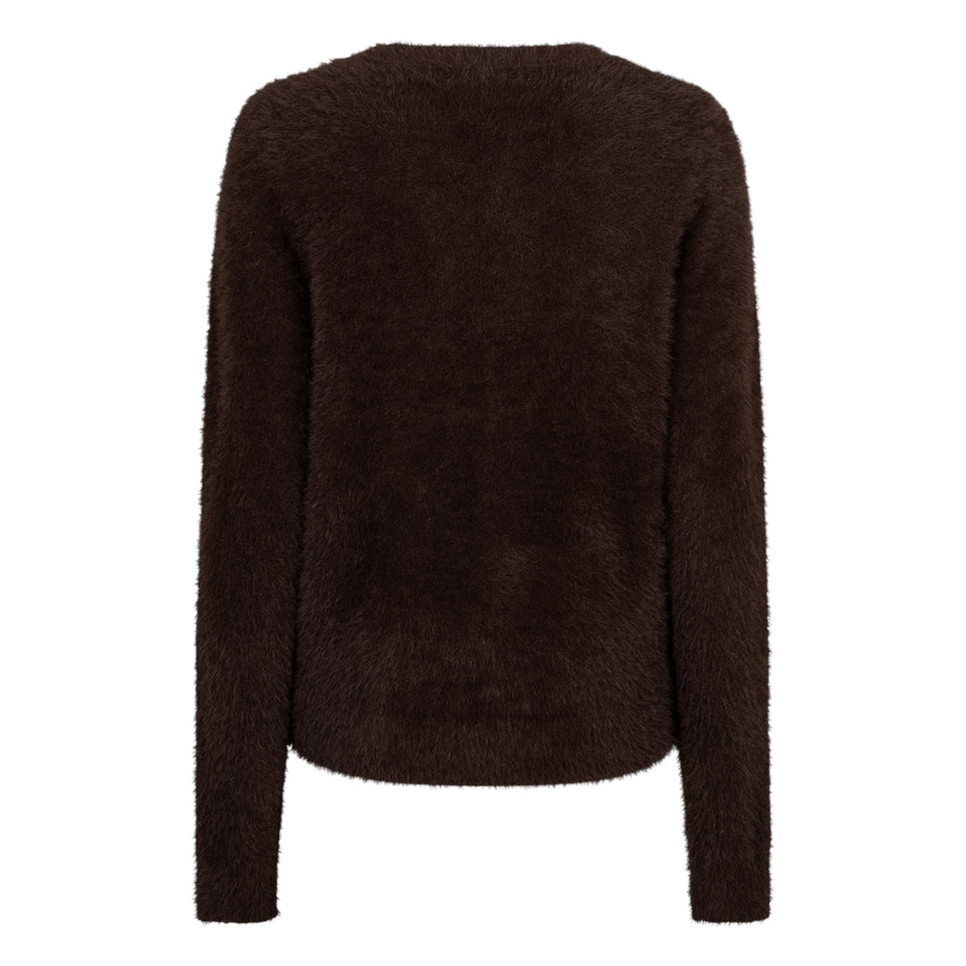 Red Button Sweet Fuzzy Sweater Espresso