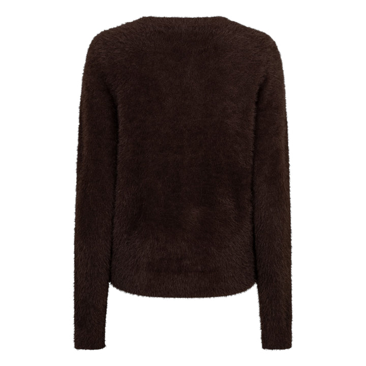 Red Button Sweet Fuzzy Sweater Espresso