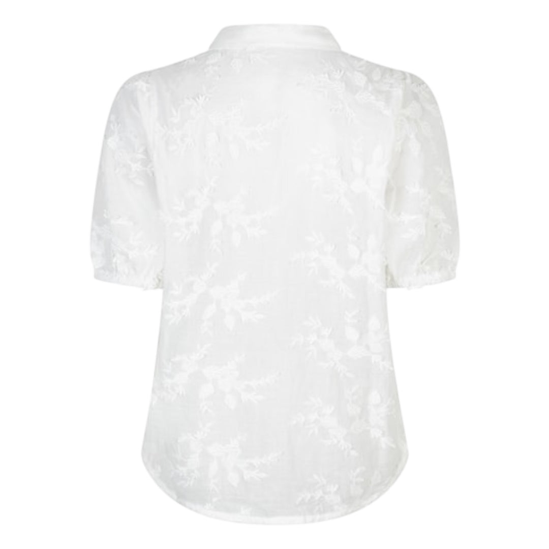 Red Button Victoria 3D Flower Blouse White