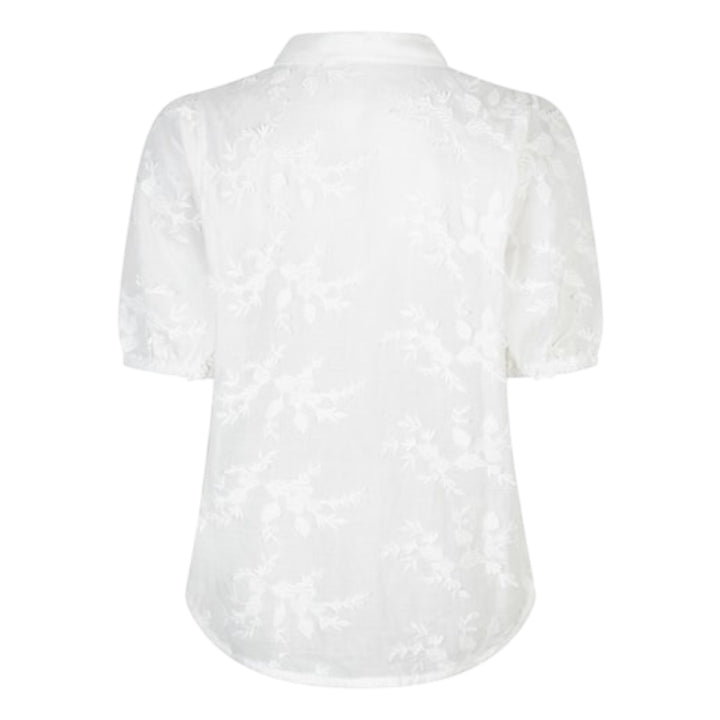 Red Button Victoria 3D Flower Blouse White
