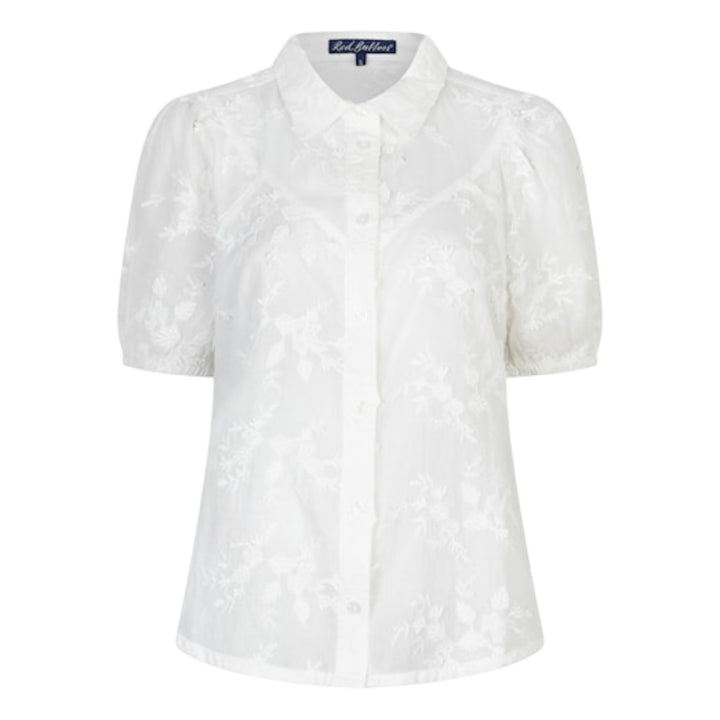 Red Button Victoria 3D Flower Blouse White