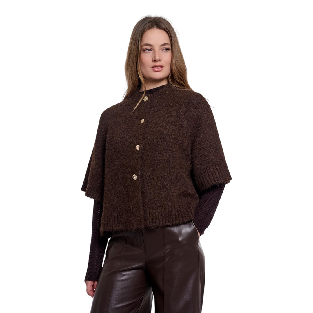 Rino & Pelle Elco Knitted Cape Dark Brown