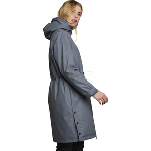 Rino-&-Pelle-Jiva-Raincoat-with-Faux-Fur-Night-Blue-Model-Image-Side-View