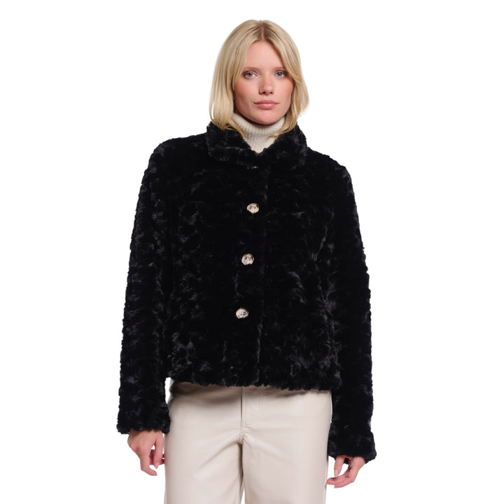 Rino & Pelle Vie Short Faux Fur Jacket Black