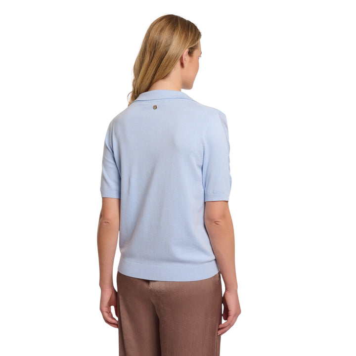 Rino & Pelle Zeynep Knitted Polo Top Light Blue