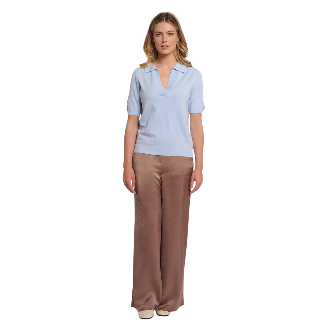 Rino & Pelle Zeynep Knitted Polo Top Light Blue