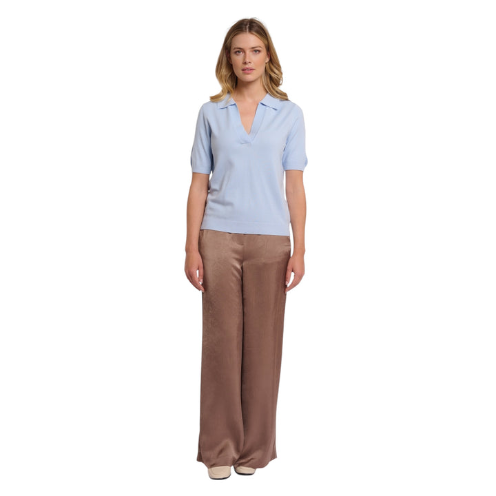 Rino & Pelle Zeynep Knitted Polo Top Light Blue