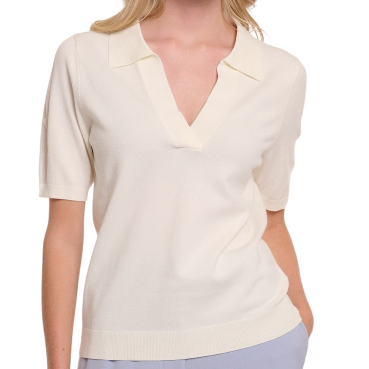 Rino & Pelle Zeynep Knitted Polo Top Snow White
