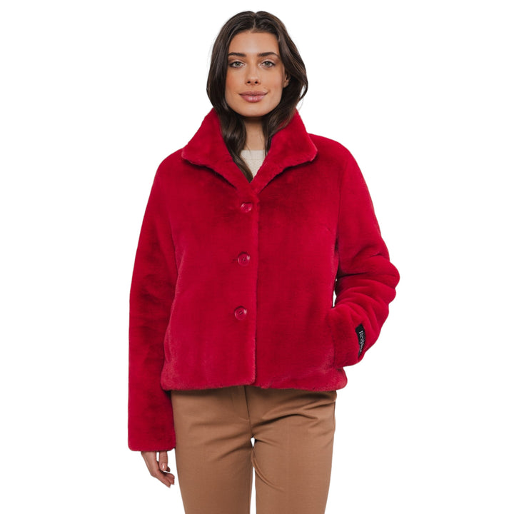 Rino & Pelle Vie Faux Fur Jacket Red Berry